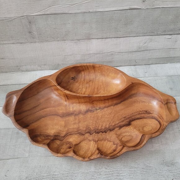 Vintage Solphin Monkeypod Wood Serving Tray Platter Handcrafted in Philippines 1 - Picture 1 of 7